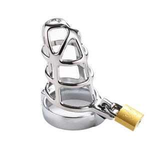 An image showcasing the precision design of the 2.95 length and 1.38 width of the male chastity cage.