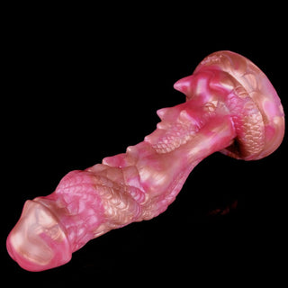 Red-Gold Huge 7" Silicone Horned Long Dragon Dildo