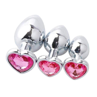 Luxurious Heart-Shaped Princess Jewel Metal 3-Piece Anal Training Kit
