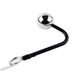 This is an image of Anal Hook With Electric Stimulation, designed for comfort with black rubber wrap for safe electrical stimulation.