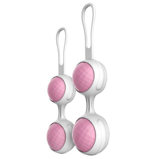 Displaying an image of Pussy Trainer Vibrating Kegel Balls 2pcs Set, featuring two sizes for customizable pleasure and pelvic floor strengthening.