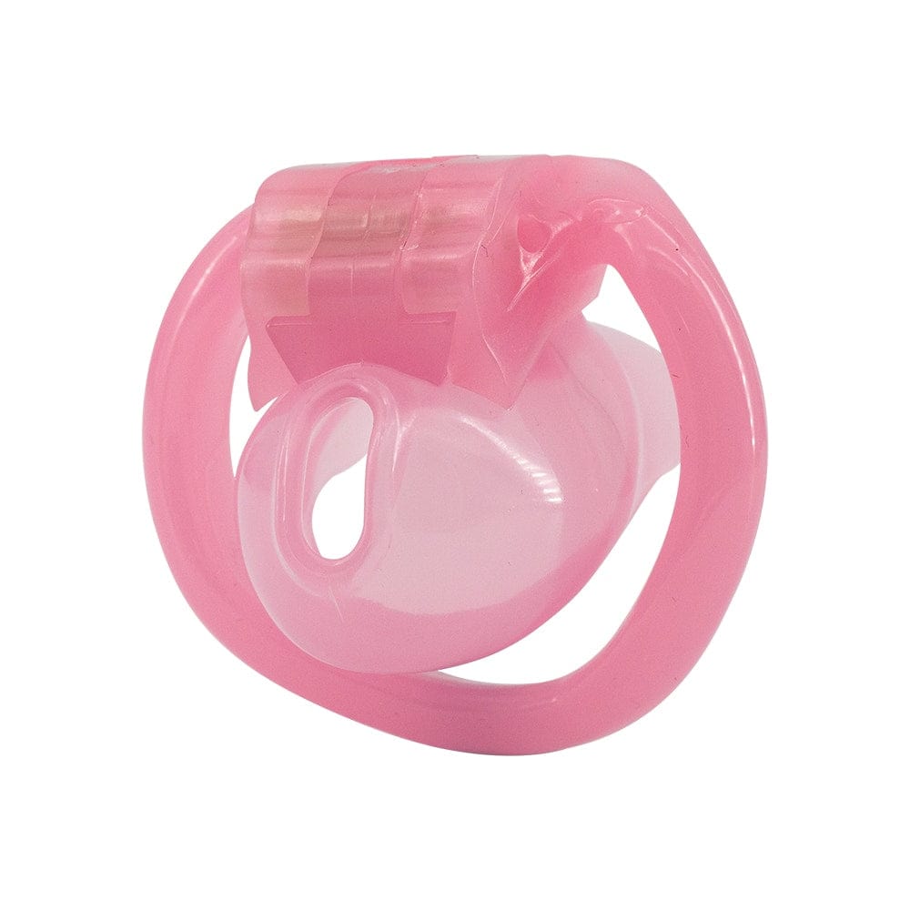 This is an image of Small Pink Silicone Chastity Cage Holy Trainer V3.