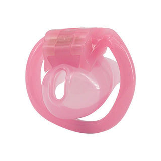 This is an image of Small Pink Silicone Chastity Cage Holy Trainer V3.