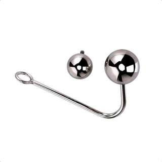 This is an image of a high-quality stainless steel anal hook with removable balls for customized stimulation and extraordinary sensations.
