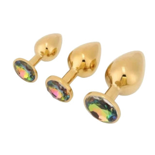 What you see is an image of Stunning Gold Princess Butt Plug 3 Piece Set X-Large in elegant gold color.