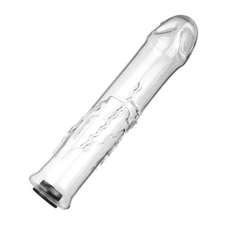 You are looking at an image of a 7.8-inch long glass dildo with a realistic look, perfect for hitting the G-spot or prostate.