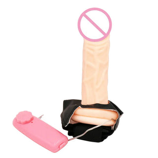 Realistic hollow strap on for men with vibrator tip for enhanced pleasure