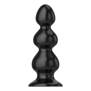 You are looking at an image of Black Silicone Beaded Plug Large 6 Inch, sleek bumpy dildo with three beads for anal pleasure.
