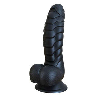 This is an image of Black Suction Cup Silicone Beaded Anal Plug 6 Inch in black color, 6.90 inches long and 1.77 inches wide.