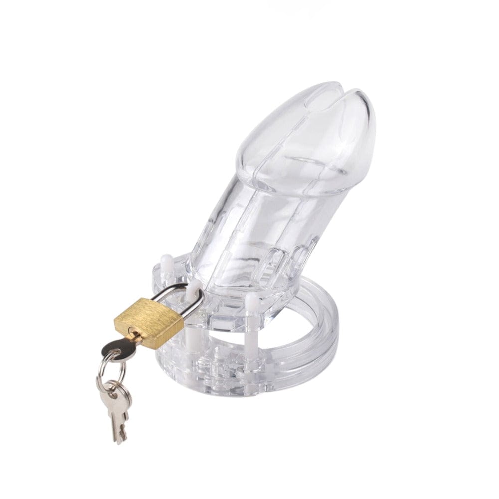 This is an image of the transparent Cum See Through It Silicone Cock Cage for an intimate game of hide-and-seek.