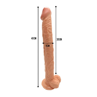 In the photograph, you can see an image of Lanky 15 Inch Long Silicone Suction Cup Dildo ready for waves of pleasure with water-based lubricants.