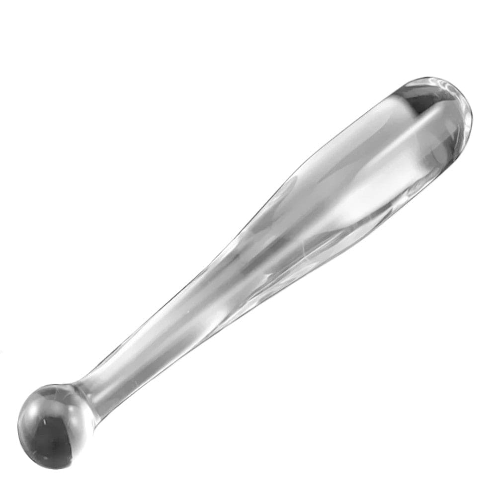 This is an image of Batter up Glass Dildo Baseball, a unique crystal dildo resembling a baseball bat for intense pleasure.