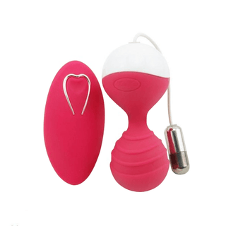 Pictured here is an image of Pussy Masturbator Remote Control Kegel Balls in delightful blue color with wireless remote control for ten vibration speeds.
