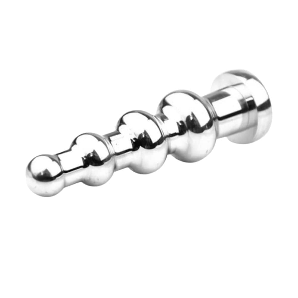 An image showcasing the Symphony of Size and Sensation of Gradual Dilation Metallic Rectal Beads, with a total length of 5.19 inches and gradual dilation feature.