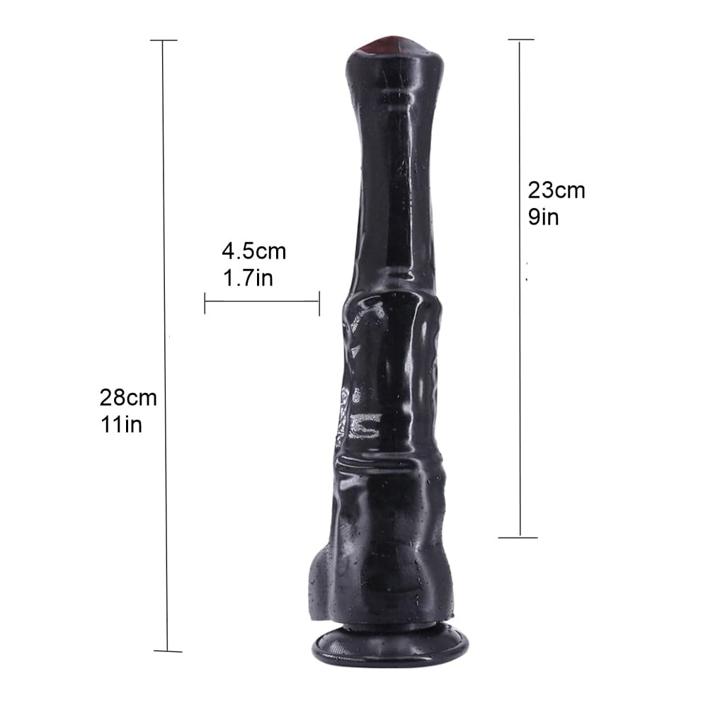 Presenting an image of The Incredible Monster Horse Dildo specifications, detailing its length, width, material, and color for those seeking a profound and fulfilling toy.