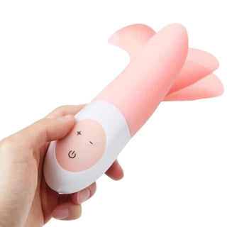 What you see is an image of the tongue vibrator coated in lube for a real tongue sensation, promising to bring you closer to the edge of ecstasy with each touch.