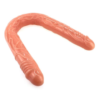 Presenting an image of the medical-grade silicone double-headed dildo with realistic features.