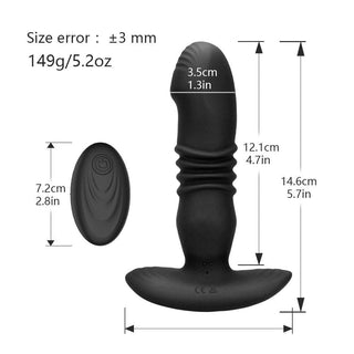 You are looking at an image of the black-colored Targeted Thrusting Massager Aneros Butt Plug Anal Vibrator with a width of 1.3 inches.