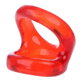 Image of Longer Erections Cock and Ball Ring in red and black colors for intense pleasure.