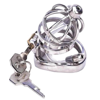 A stainless steel cage with a detachable catheter for enhanced pleasure.