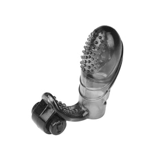 This is an image of Sensational Sleeve Latex Finger Vibrator, compact yet powerful for intense satisfaction.