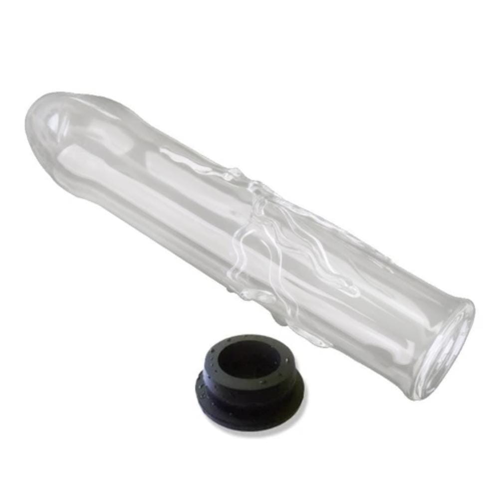 This is an image of a fracture-resistant glass dildo designed for temperature play and long-lasting sensory pleasure.