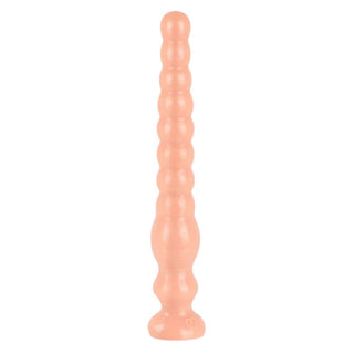 What you see is an image of Super Soft 10 Inch Beaded Dildo made from flexible TPE material for comfort and pleasure.