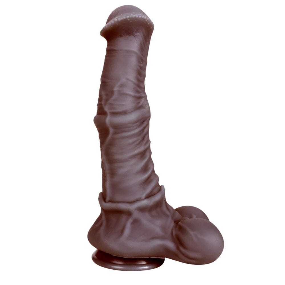 A picture of the Regal Chocolate Horse Dildo, crafted with a veiny texture for enhanced stimulation and exploration of G-spot or prostate pleasures.