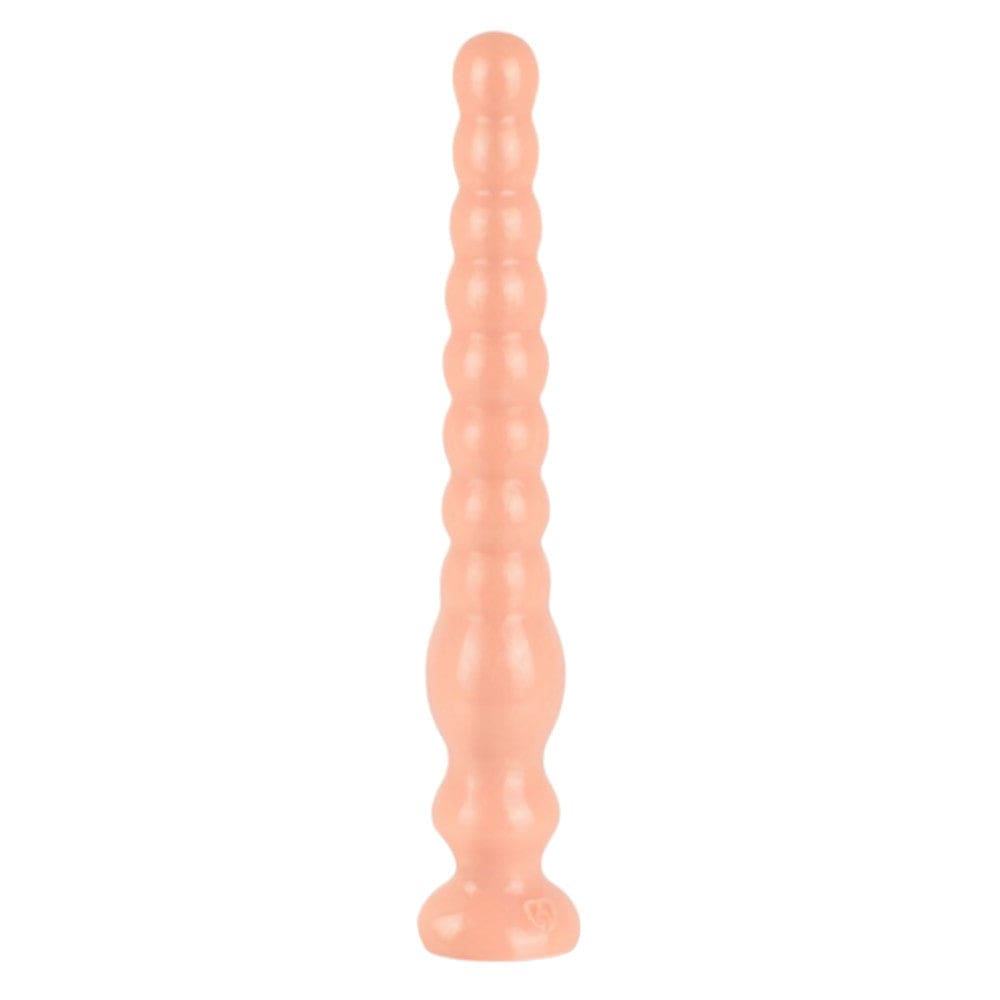 Super Soft 12 Inch Dildo Long Beaded featuring multiple beads along the shaft for gradual anal stretch.