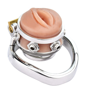 Here is an image of Pussymonger Wearable Chastity Device showcasing the irregular circle ring shape for natural body contours.