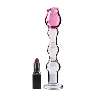 Image of a versatile Glass Dildo that can be chilled or warmed for stimulating experiences on inner thighs, nipples, and more.