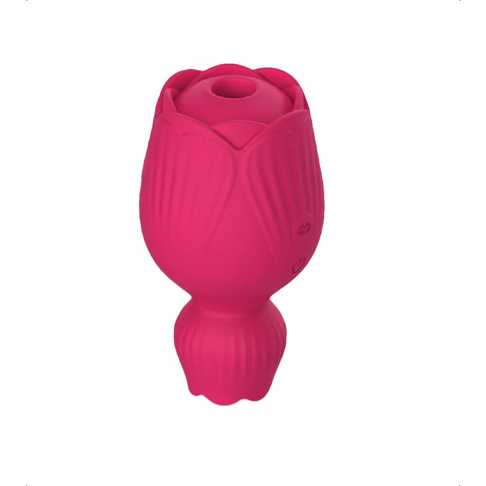 Presenting an image of Rose Licking Stimulator Toy Nipple Sucker Vibrator in rose-red medical-grade silicone material.