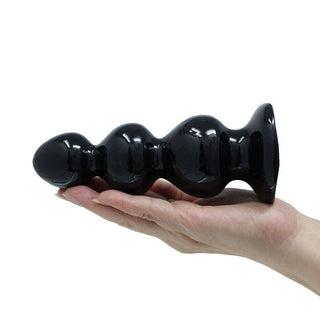 Explore an image of Black Silicone Beaded Plug Large 6 Inch, ideal for all levels of users with its flexible and safe design.