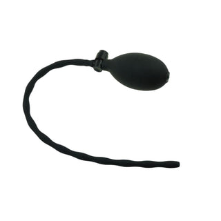 Observe an image of Vibrating Inflatable Silicone Sound for sensual exploration in black color.