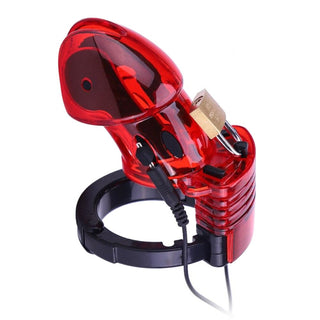 Take a look at an image of Electric High Intensity Shock Chastity Cage with a cock ring diameter of 2.05 inches.