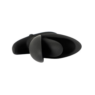 This is an image of Blooming Flower 10-Speed Vibrating Butt Plug 4 Inches Long in black silicone material.