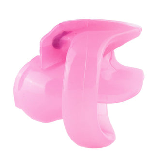 This is an image of three different sizes of the Sissy Pink Clit Flat Cock Cage Silicone Resin Holy Trainer V4 for customization.