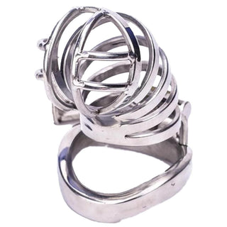 A metal cage with rings for a perfect fit during BDSM play.