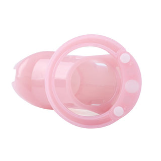 An image showcasing the dimensions of Pink Silicone Sissy Cock Cage, available in two sizes for a perfect fit.