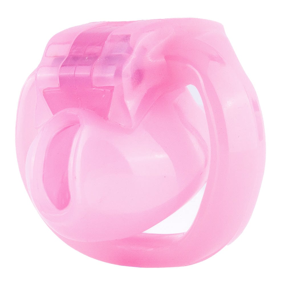 What you see is an image of a Sissy Pink Clit Flat Cock Cage Silicone Resin Holy Trainer V4 in striking pink color for dominance and control.