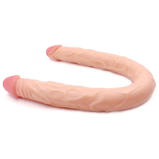 This is an image of a versatile and flexible double-ended dildo with a full length of 21.56 inches and an insertable length of 5.11 inches.