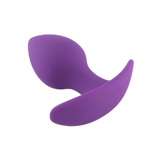 This is an image of a 3.48-inch long purple silicone butt plug for beginners.
