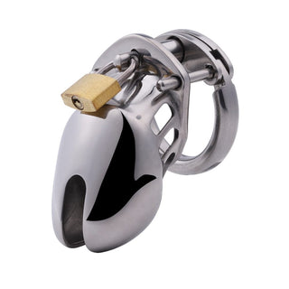 Stainless Steel Micro Cage for male chastity, adjustable for a perfect fit.