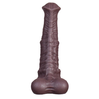 An image showcasing the flexibility of the Regal Chocolate Horse Dildo, designed to move with your body