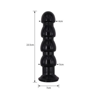 Silicone Pleasure Dilator Beaded Dildo in black color for mind-blowing sensations.