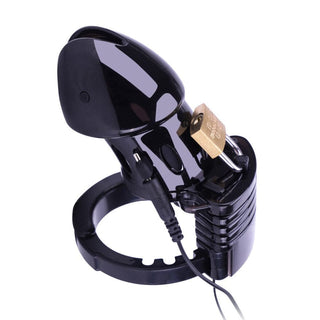 Feast your eyes on an image of Electric High Intensity Shock Chastity Cage with a cage width of 1.38 inches.