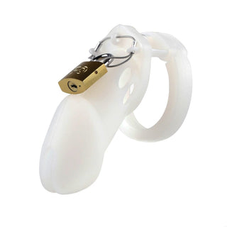 This is an image of Soft Chamber Sissy Silicone Male Chastity Cage providing a snug fit
