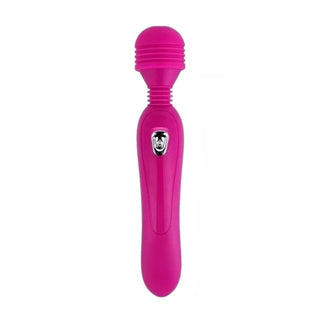 Pictured here is an image of Handheld 12-Speed Magic Wand in hot pink color made of premium silicone material.