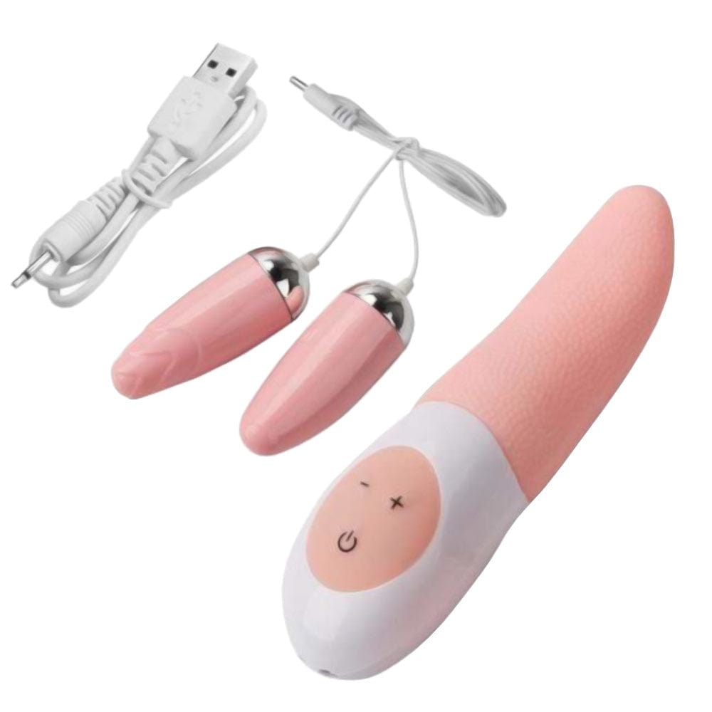 This is an image of Powerful Sucking Clit Stimulator Oral Tongue Orgasm Vibrator in white color, featuring 12 vibrating modes for a symphony of sensations.