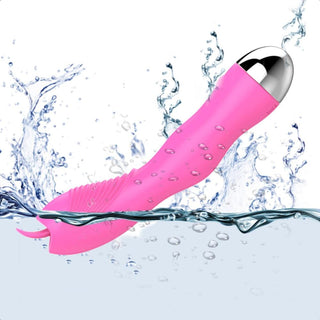 In the photograph, you can see an image of Go Deeper Clit Oral G-Spot Stimulator in purple, rose red, and pink colors